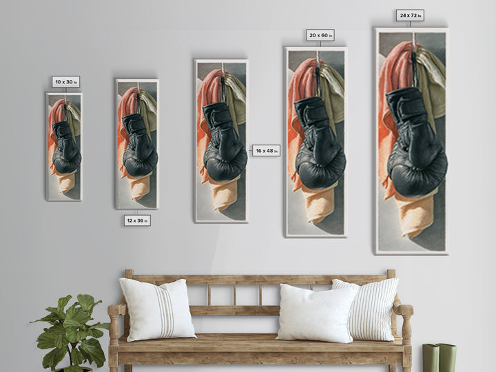 Boxing Glove and Towel Still Life Framed Canvas Print, Gym Art, Modern Home Decor, Gym Decor, Oil Painting, Strength, GYM-1x3-76