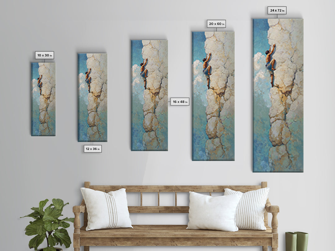 Rock Climber Reaching a Glowing Hold Canvas Print, Gym Art, Art Print, Gym Decor, Fine Art, Strength, Abstract Wall Art, GYM-1x3-94