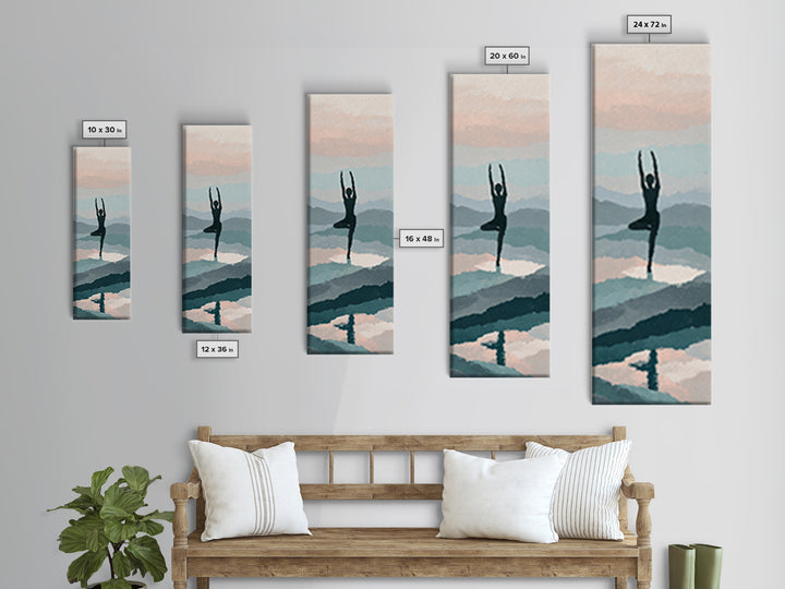 Runner on Mountain Ridge at Sunrise Framed Canvas Print, Gym Art, Home Gym Decor, Gym Decor, Fine Art, Strength, Art Print, GYM-1x3-96
