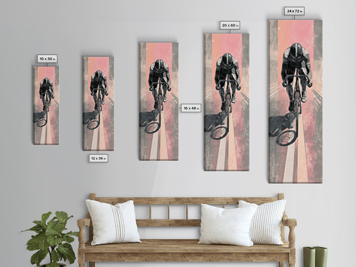 Cyclist Racing Through Neon Speed Lines Canvas Print, Gym Art, Room Decor, Gym Decor, Abstract Art, Strength, Bar Art, GYM-1x3-98