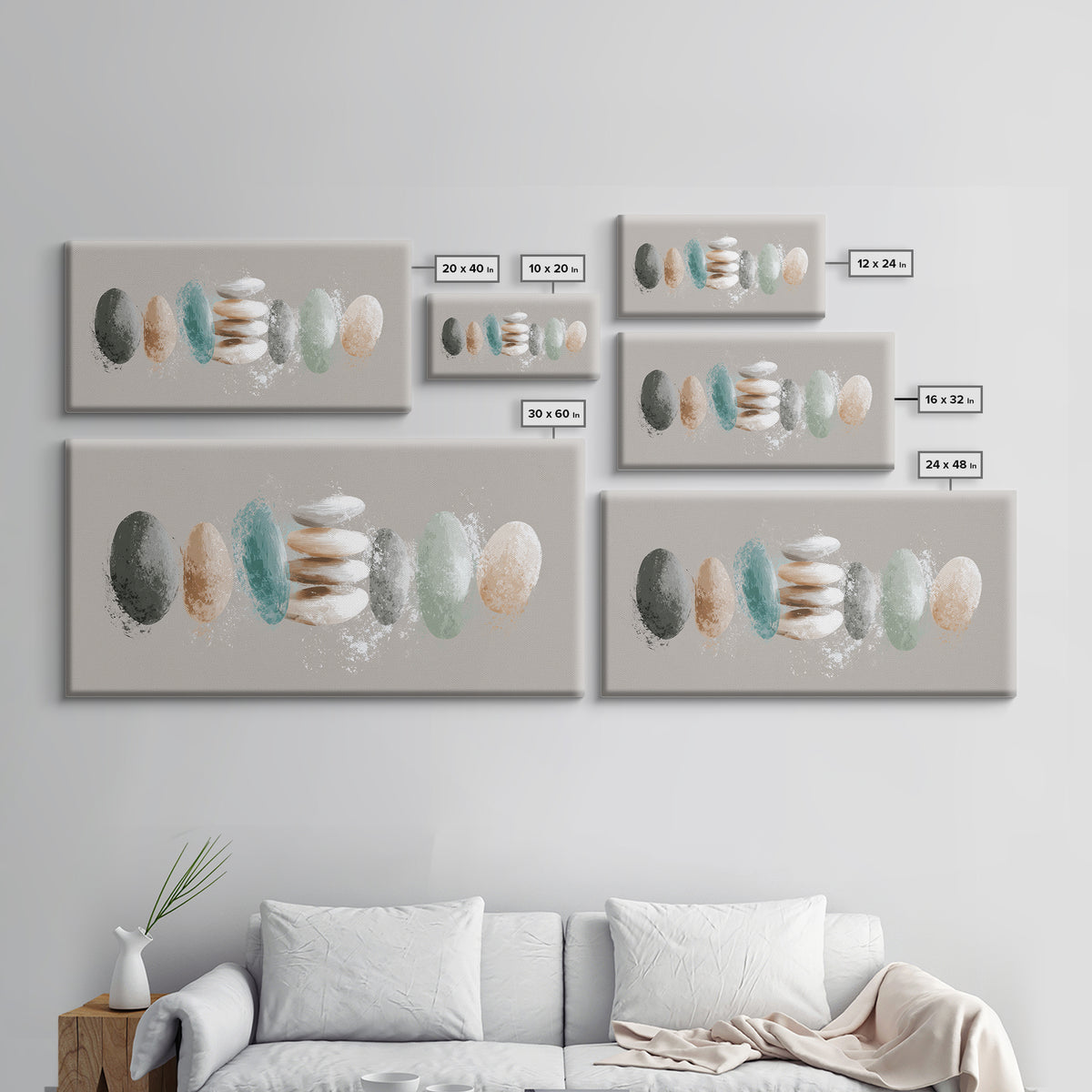Minimal Heartbeat and Mountain Endurance Symbol Framed Canvas Print, Gym Art, Luxury Decor, Gym Decor, Fine Art, Strength, GYM-2x1-14