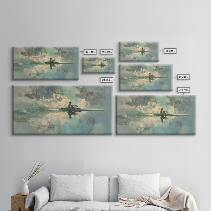 Rowing Athlete with Water Spray and Rhythm Framed Canvas Print, Gym Art, Print, Gym Decor, Fine Art, Strength, Wall Decoration, GYM-2x1-33