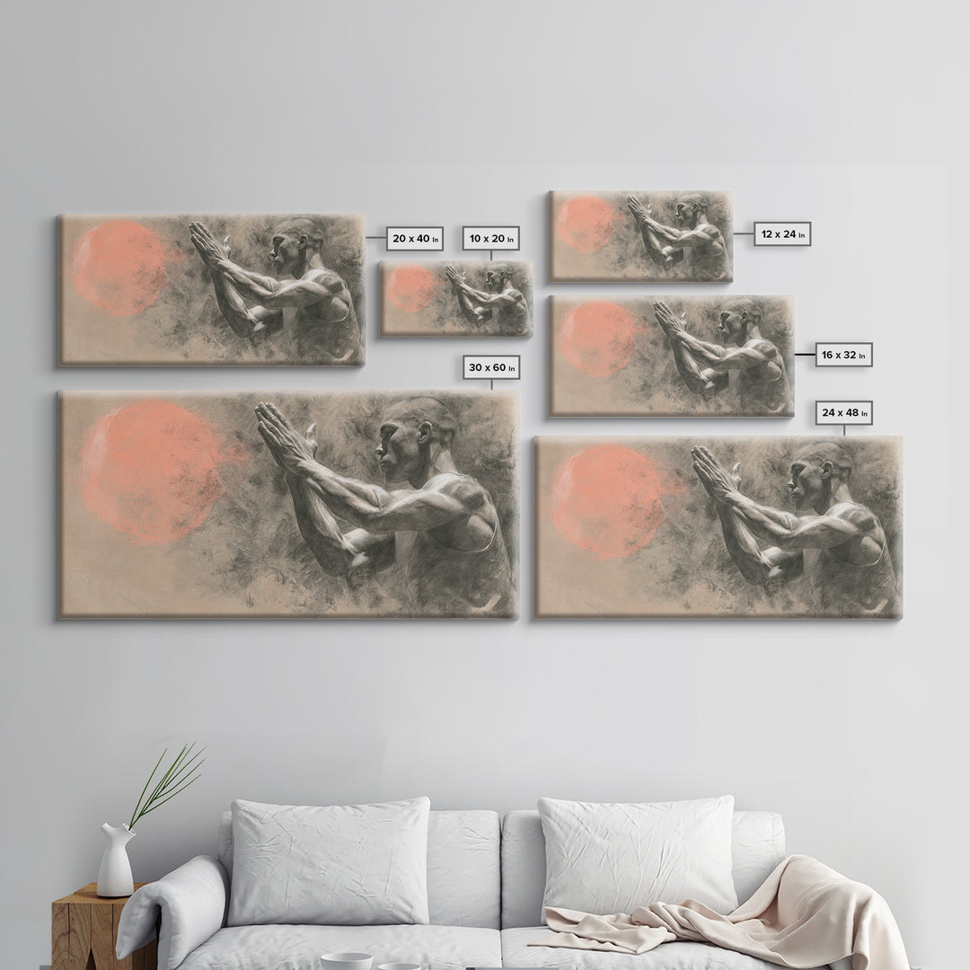 Bodybuilder Pose Rendered Canvas Print, Gym Art, Print, Gym Decor, Fine Art, Strength, Wall Decoration, Sports Decor, GYM-2x1-48