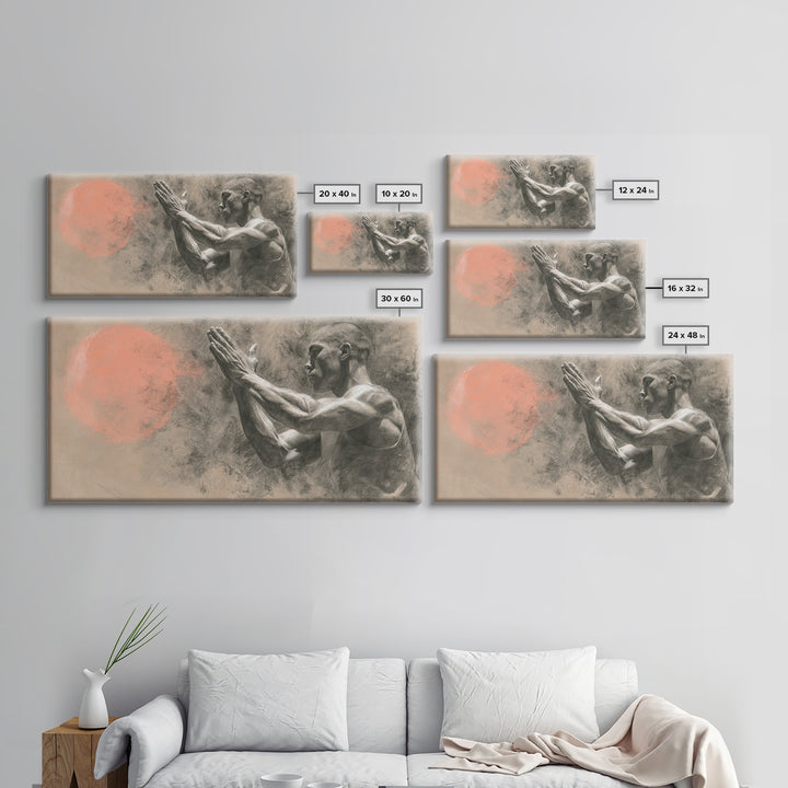 Bodybuilder Pose Rendered Canvas Print, Gym Art, Print, Gym Decor, Fine Art, Strength, Wall Decoration, Sports Decor, GYM-2x1-48