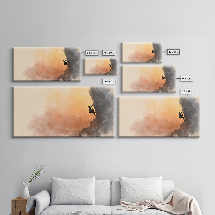 Rock Climber Reaching a Glowing Hold Canvas Print, Gym Art, Print, Gym Decor, Fine Art, Strength, Wall Decoration, Sports Decor, GYM-2x1-54