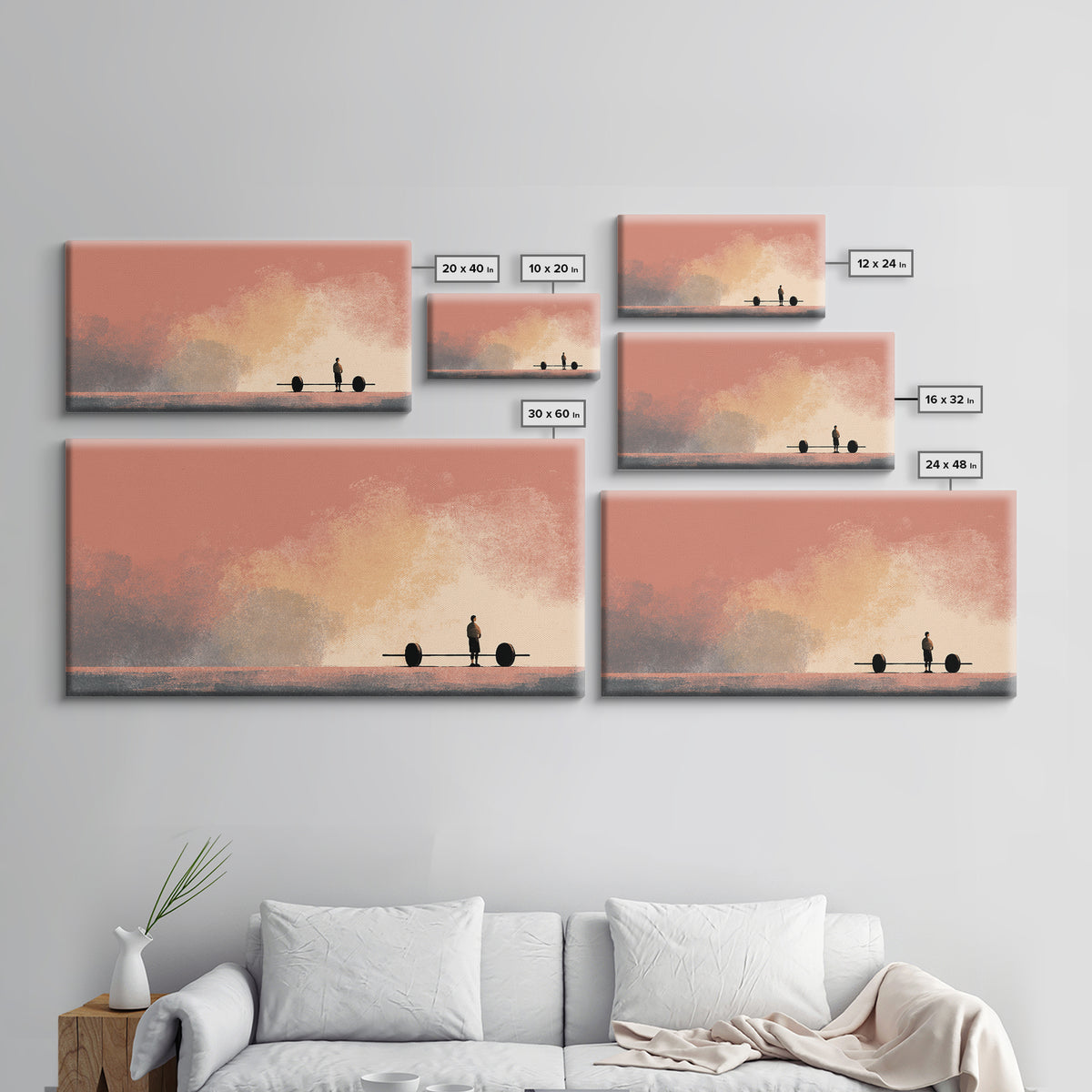 Barbell and Plates Canvas Print, Gym Art, Abstract Wall Art, Gym Decor, Strength, Bodybuilding Poster, Modern Home Decor, GYM-2x1-70