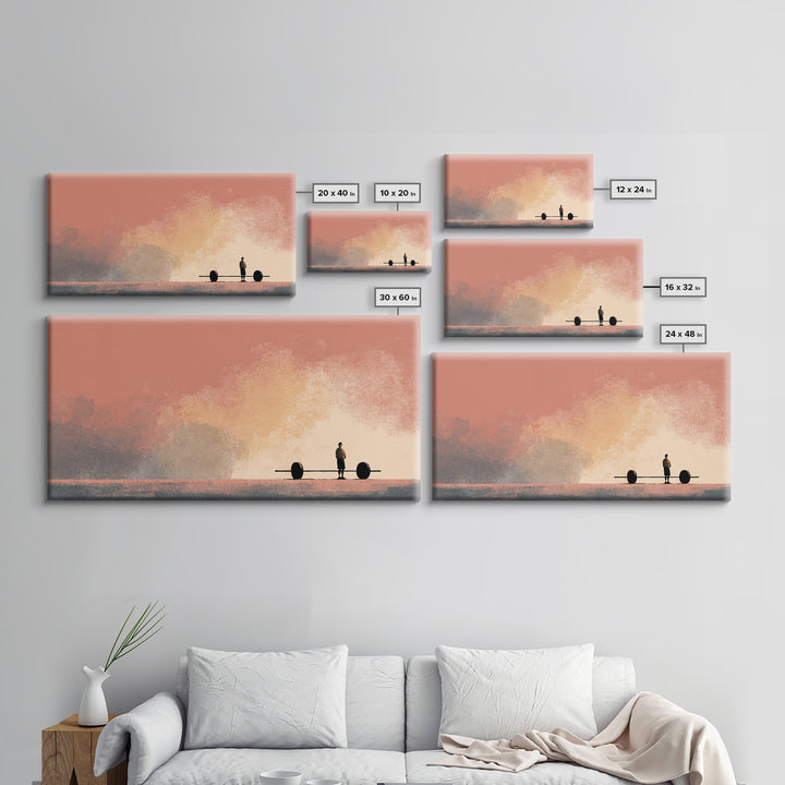 Barbell and Plates Canvas Print, Gym Art, Abstract Wall Art, Gym Decor, Strength, Bodybuilding Poster, Modern Home Decor, GYM-2x1-70