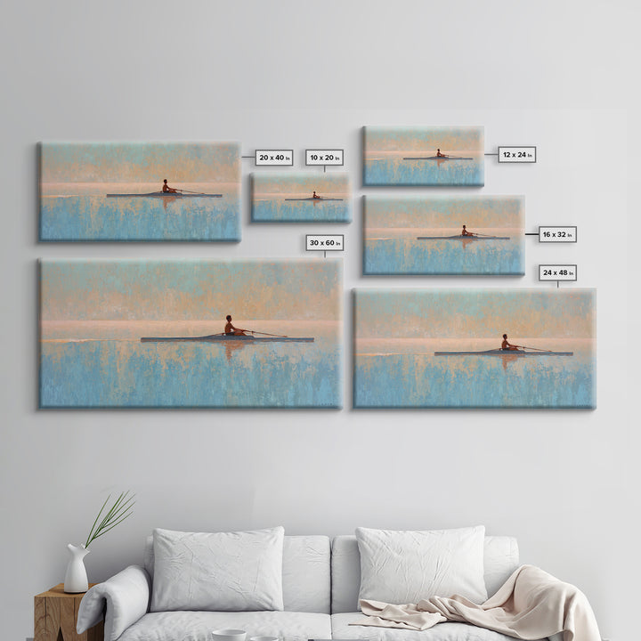 Rowing Athlete with Water Spray and Rhythm Framed Canvas Print, Gym Art, Print, Gym Decor, Fine Art, Strength, Wall Decoration, GYM-2x1-9