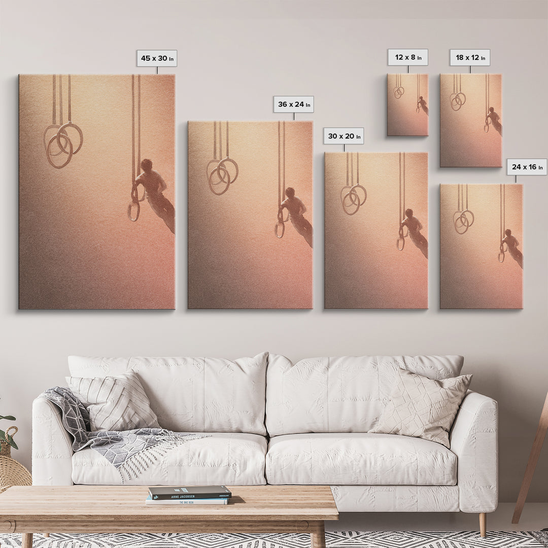Gymnast Rings Athlete Canvas Print, Gym Art, Canvas Wall Art, Gym Decor, Fine Art, Strength, Cool Posters, Sports Poster, GYM-2x3-23