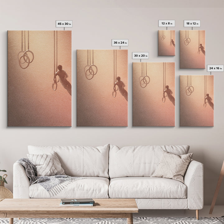 Gymnast Rings Athlete Canvas Print, Gym Art, Canvas Wall Art, Gym Decor, Fine Art, Strength, Cool Posters, Sports Poster, GYM-2x3-23