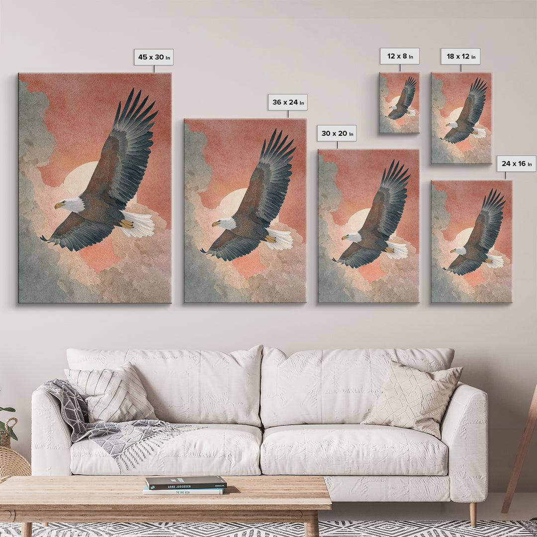 Eagle Soaring as Motivation Symbol Canvas Print, Gym Art, Statement Artwork, Gym Decor, Fine Art, Strength, Printable Wall Art, GYM-2x3-32