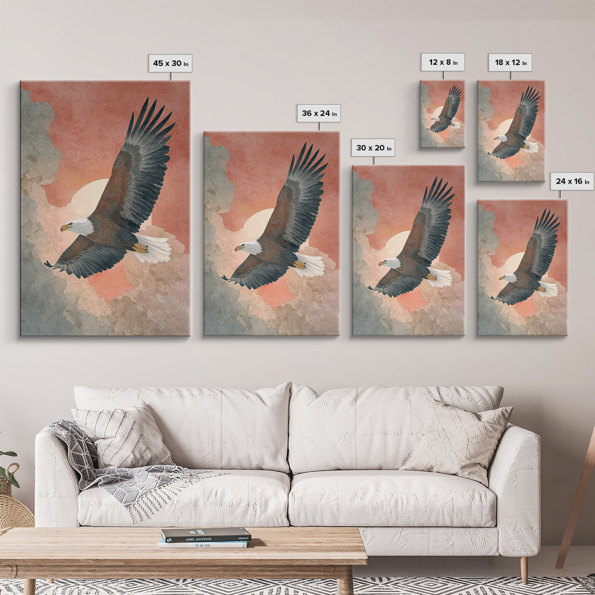 Eagle Soaring as Motivation Symbol Canvas Print, Gym Art, Statement Artwork, Gym Decor, Fine Art, Strength, Printable Wall Art, GYM-2x3-32