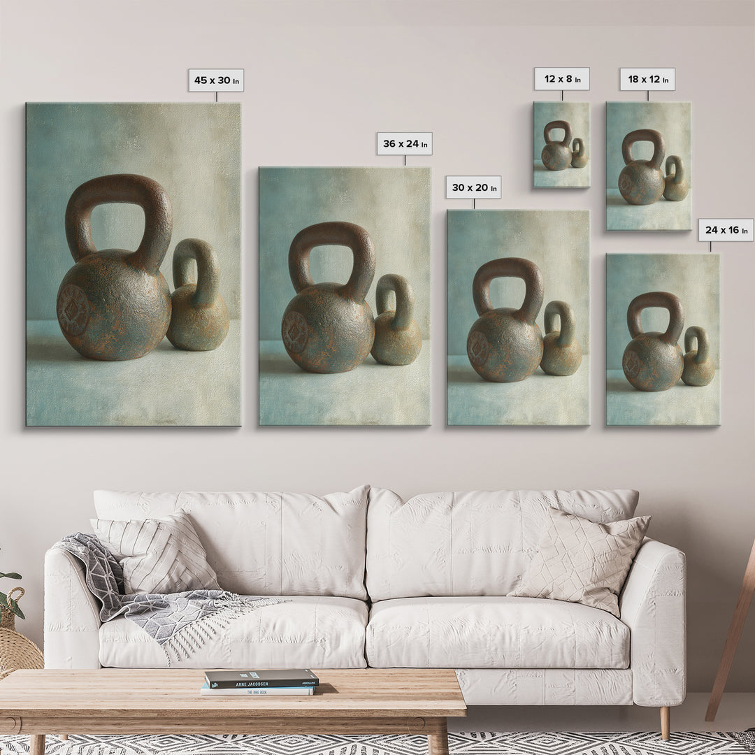 Kettlebell Still Life Framed Canvas Print, Gym Art, Motivational Poster, Gym Decor, Abstract Art, Strength, Motivational Art, GYM-2x3-41