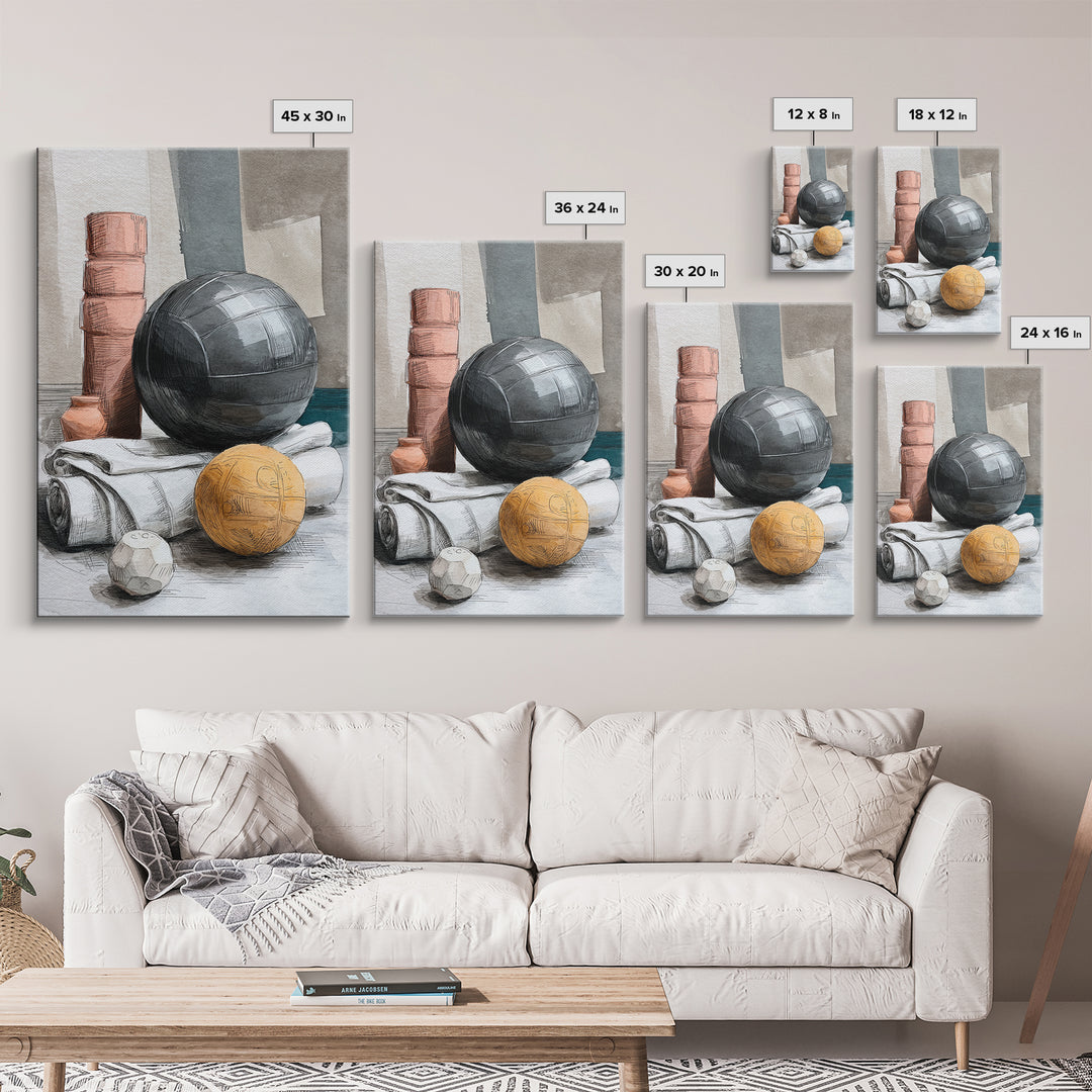 Medicine Ball and Chalk Still Life Canvas Print, Gym Art, Fine Art Print, Gym Decor, Fine Art, Strength, Wall Decor, GYM-2x3-7
