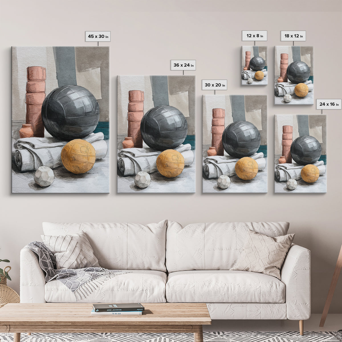 Medicine Ball and Chalk Still Life Canvas Print, Gym Art, Fine Art Print, Gym Decor, Fine Art, Strength, Wall Decor, GYM-2x3-7
