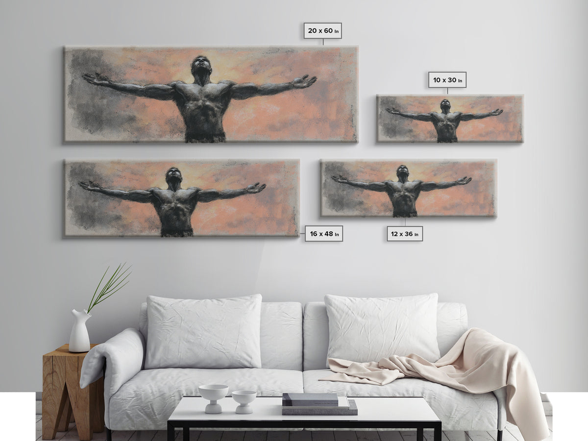 Bodybuilder Pose Rendered Canvas Print, Gym Art, Gym Wall Decor, Gym Decor, Fine Art, Strength, Room Decor, Textured Painting, GYM-3x1-20