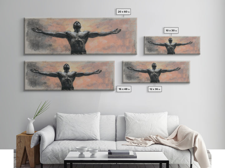 Bodybuilder Pose Rendered Canvas Print, Gym Art, Gym Wall Decor, Gym Decor, Fine Art, Strength, Room Decor, Textured Painting, GYM-3x1-20