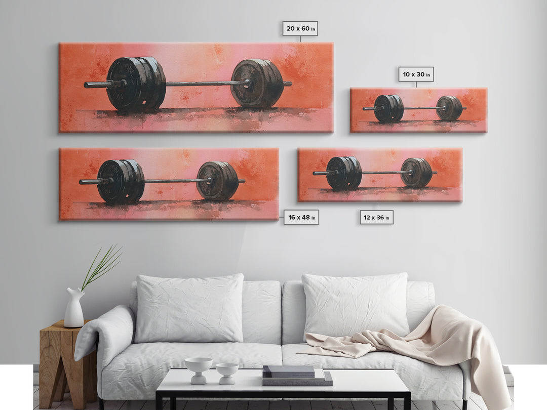 Barbell and Plates Canvas Print, Gym Art, Sports Poster, Gym Decor, Strength, Neutral Decor, Modern Decor, Fine Art Print, GYM-3x1-42