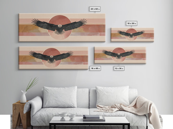Eagle Soaring as Motivation Symbol Canvas Print, Gym Art, Wall Art, Gym Decor, Oil Painting, Strength, Man Cave Decor, GYM-3x1-88