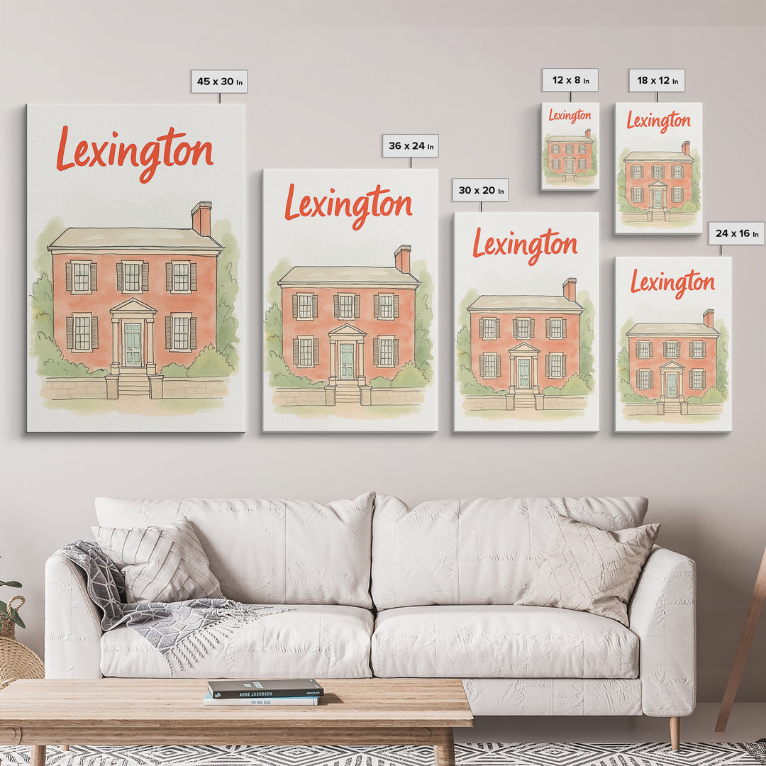 Lexington Travel Poster, Canvas Print, Illustrated City Wall Art, Lexington Wall Art, Travel Poster Art, Watercolor City Skyline, Design 2