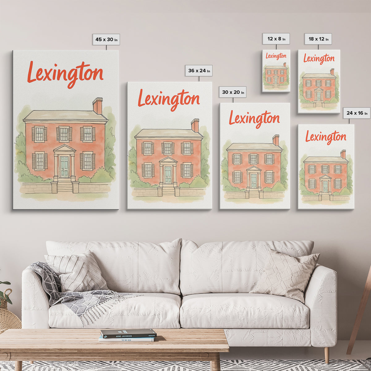 Lexington Travel Poster, Canvas Print, Illustrated City Wall Art, Lexington Wall Art, Travel Poster Art, Watercolor City Skyline, Design 2