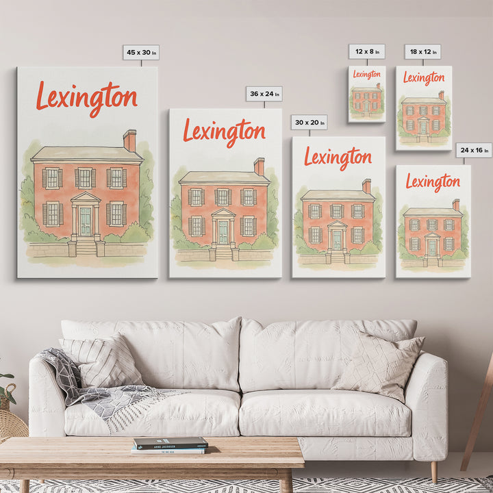 Lexington Travel Poster, Canvas Print, Illustrated City Wall Art, Lexington Wall Art, Travel Poster Art, Watercolor City Skyline, Design 2