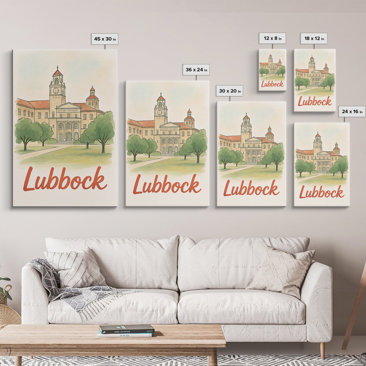 Lubbock Texas Travel Poster, Canvas Print, Watercolor City Skyline Art, Lubbock Art Print, Travel Poster Art, Home Office Decor, Wall Art