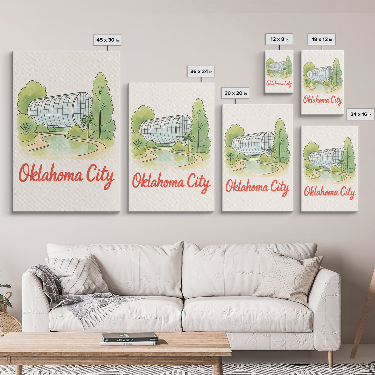 Oklahoma City Oklahoma Travel Poster, Canvas Print, Watercolor Downtown Skyline Art, Oklahoma City City Art, Mid Century Wall Art, Wall Art