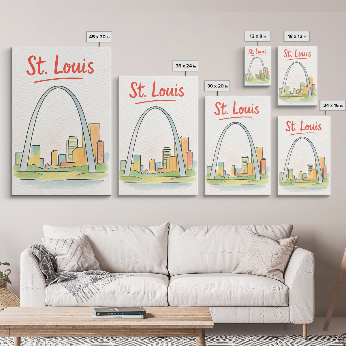St Louis Travel Poster, Canvas Print, Hand Drawn Watercolor Art, St Louis Travel Art, Gift For Travelers, Retro Travel Print, Design 2