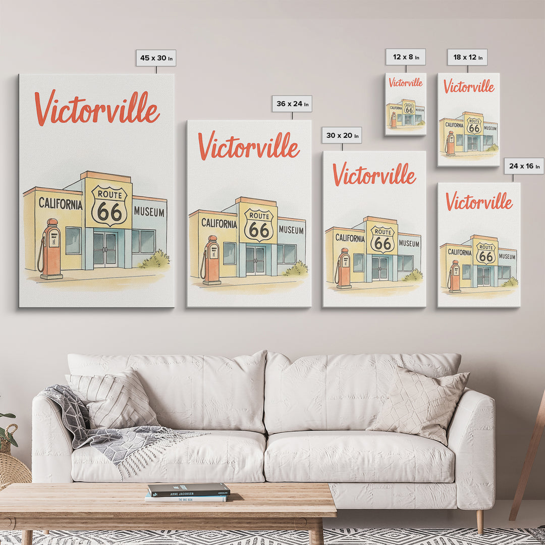 Victorville Travel Poster, Canvas Print, Hand Drawn Watercolor Art, Victorville Wall Art, Travel Poster Art, City Art Print, Wall Art