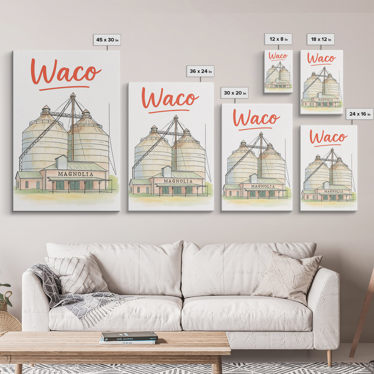 Waco Travel Poster, Canvas Print, Watercolor Urban Skyline Art, Waco Poster Print, City Art Print, Travel Wall Art, Gift For Travelers