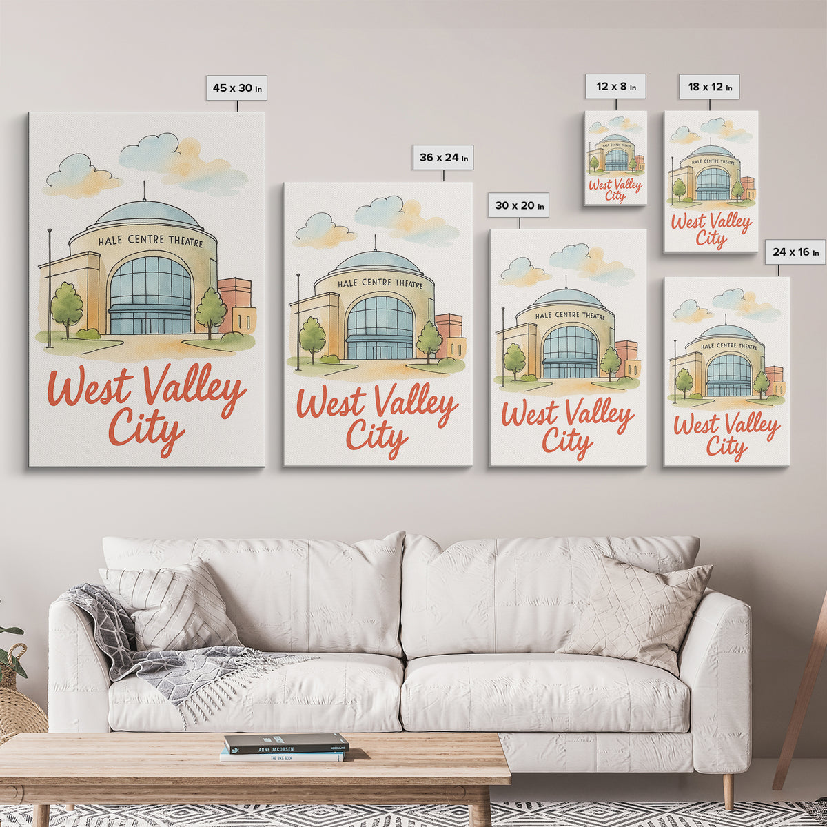 West Valley City Utah Travel Poster, Canvas Print, Watercolor Downtown Skyline Art, West Valley City Poster Print, Poster Art, Wall Decor