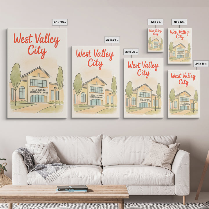 West Valley City Travel Poster, Canvas Print, Soft Sketch Travel Art, West Valley City Poster Print, Vintage Travel Art, Travel Wall Art