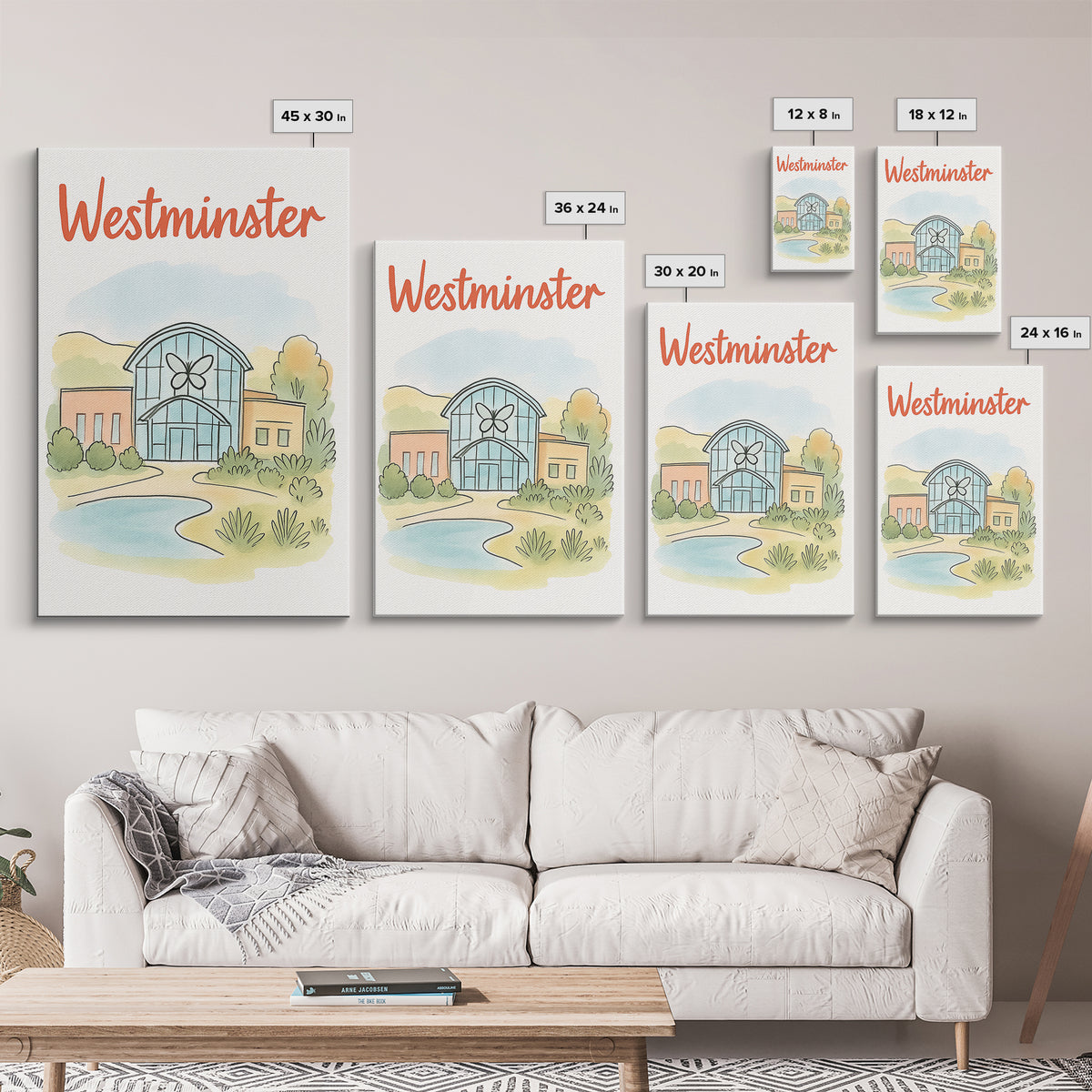 Westminster Colorado Travel Poster, Canvas Print, Soft Sketch Travel Art, Westminster Wall Art, Travel Wall Art, Watercolor Urban Skyline