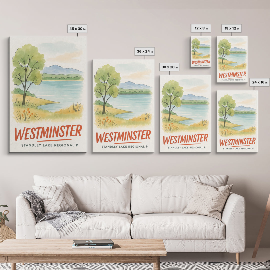 Westminster Travel Poster, Canvas Print, Illustrated City Wall Art, Westminster Wall Art, Modern Wall Decor, Retro Travel Print