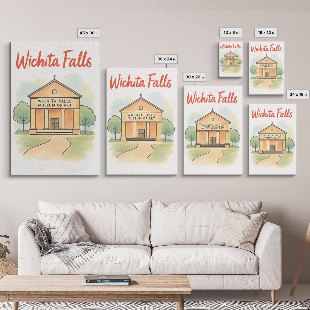 Wichita Falls Texas Travel Poster, Canvas Print, Soft Sketch Travel Art, Wichita Falls Poster Print, Travel Wall Art, Home Office Decor