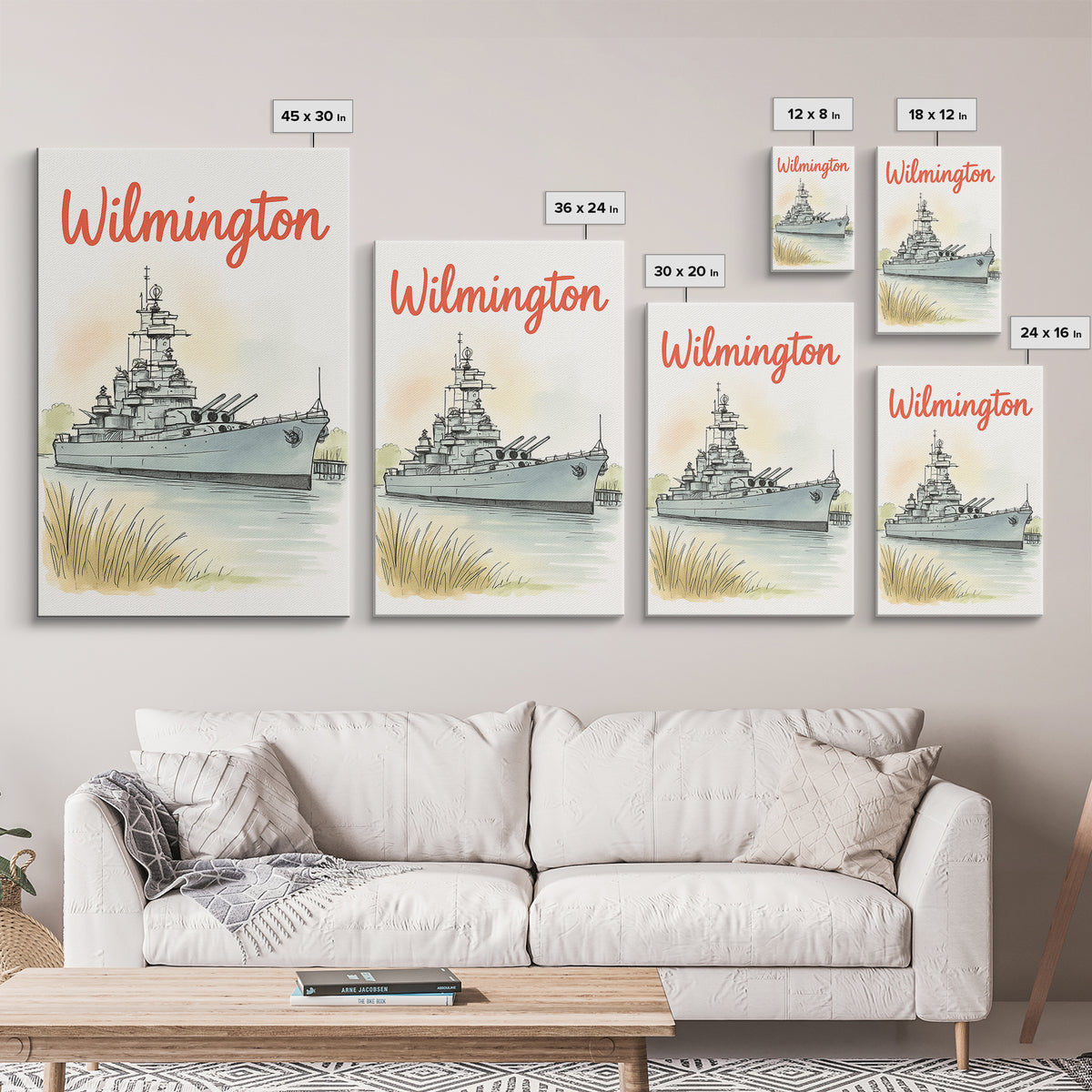 Wilmington North Carolina Travel Poster, Canvas Print, Illustrated City Wall Art, Wilmington City Art, Wall Art, Retro Travel Print
