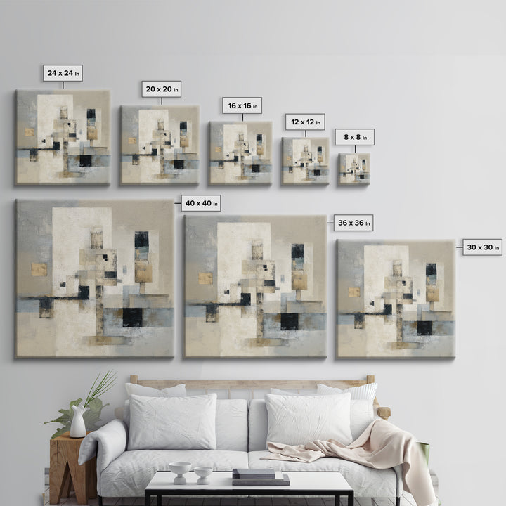 Sophisticated Neutral Abstract Framed Canvas Print, Hotel Art, Modern Decor, Hotel Decor, Abstract Art, Boutique, Poster, HOT-1x1-1