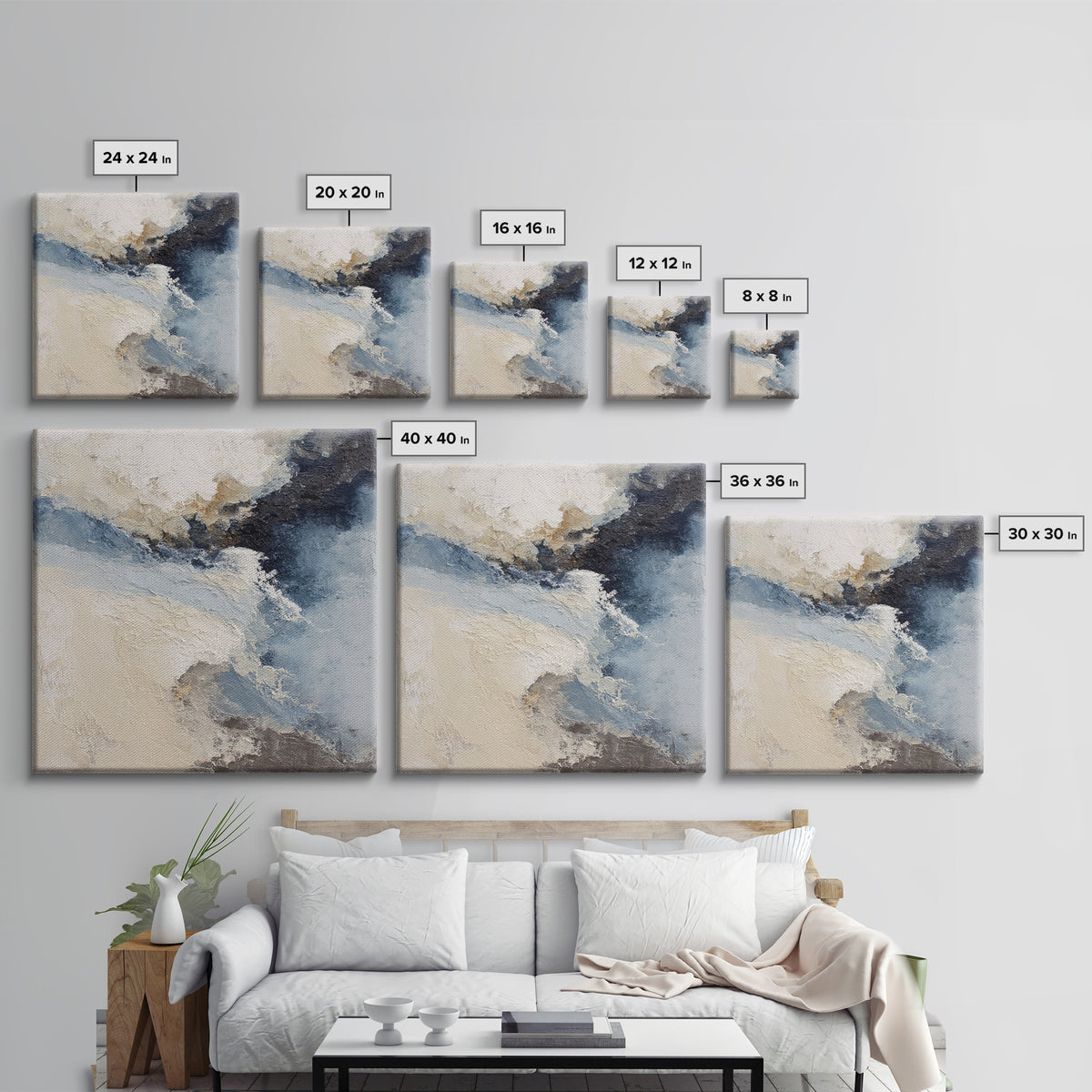 Soft Abstract Wave Forms Canvas Print, Hotel Art, Minimalist Wall Art, Hotel Decor, Abstract Art, Boutique, Hazbin Hotel, HOT-1x1-10
