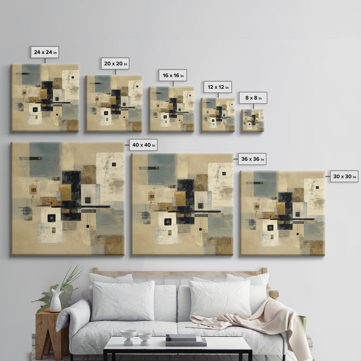 Gold Accented Abstract for Upscale Lobby Canvas Print, Hotel Art, Beach House Decor, Hotel Decor, Abstract Art, Boutique, HOT-1x1-13