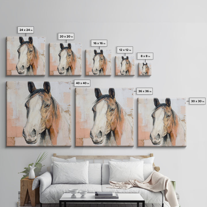 Neutral Horse Portrait Framed Canvas Print, Hotel Art, Printable Art, Hotel Decor, Fine Art, Boutique, Travel Poster, HOT-1x1-16