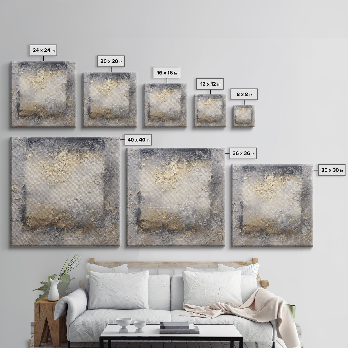 Sophisticated Neutral Abstract Canvas Print, Hotel Art, Room Decor, Hotel Decor, Abstract Art, Boutique, Hazbin Hotel, HOT-1x1-25