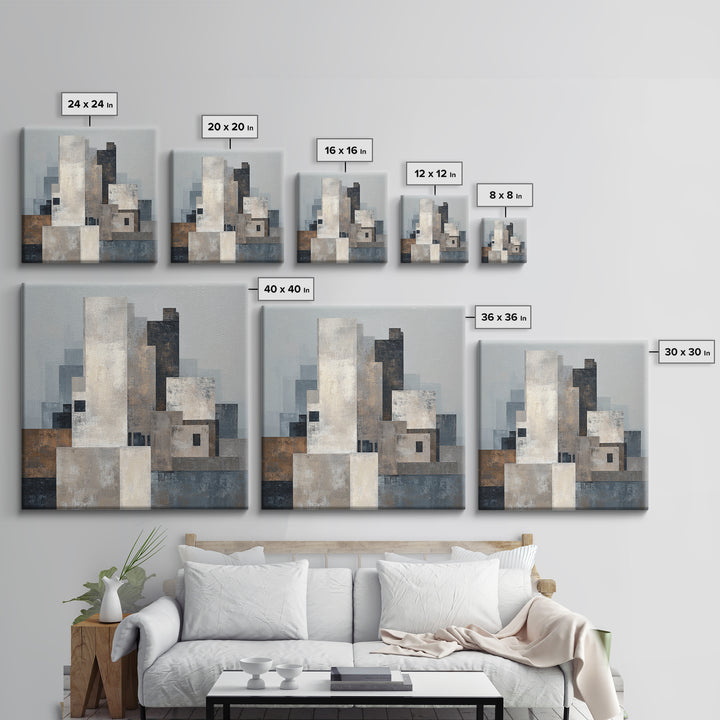 Quiet City Skyline Canvas Print, Hotel Art, Travel Poster, Hotel Decor, Abstract Art, Boutique, Minimalist Decor, HOT-1x1-26
