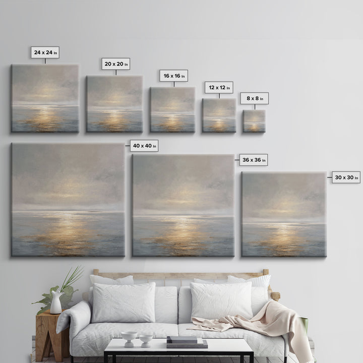 Large Calming Seascape Canvas Print, Hotel Art, Art Deco, Hotel Decor, Boutique, Minimalist Wall Art, Gallery Wall Art, HOT-1x1-3