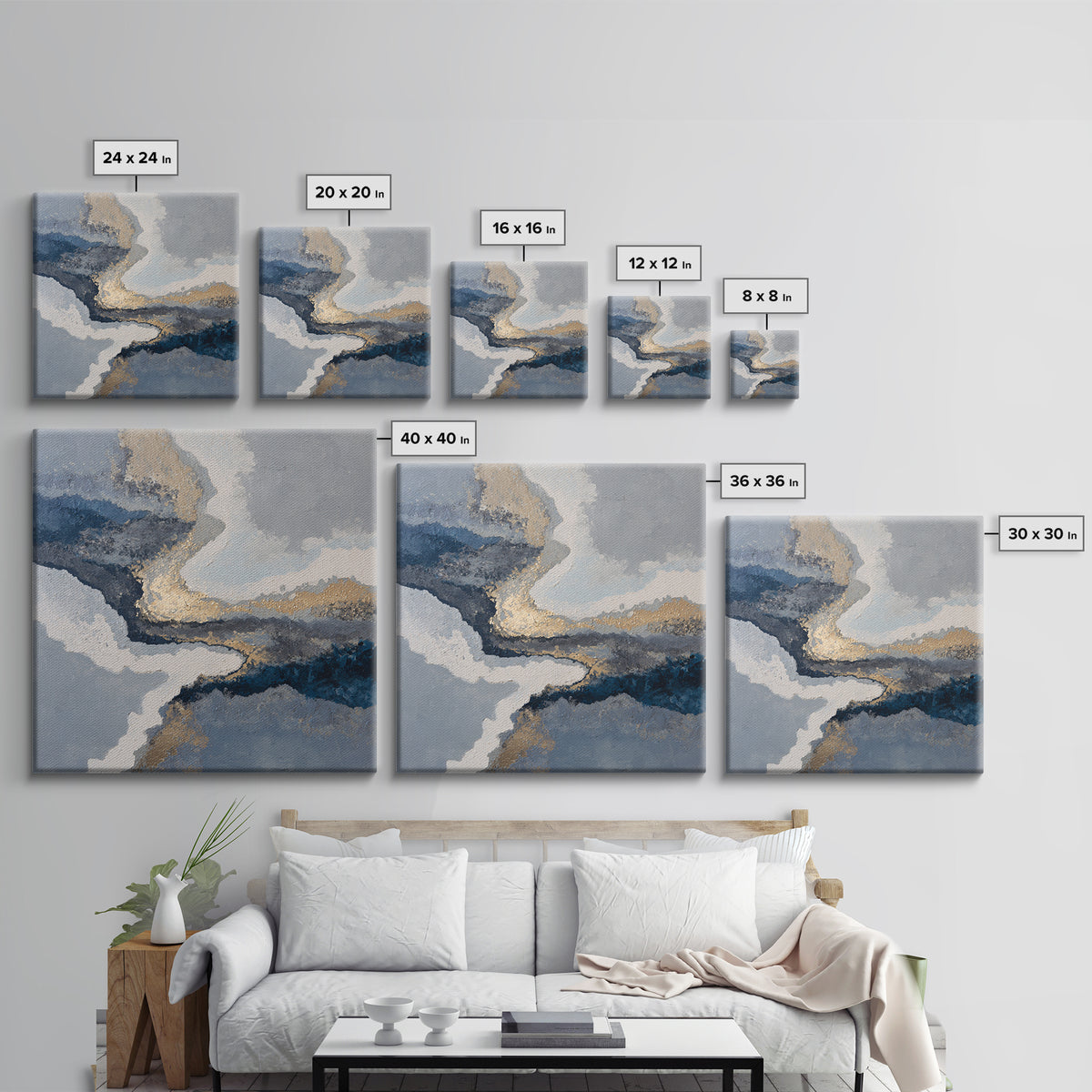 Soft Abstract Wave Forms Framed Canvas Print, Hotel Art, Beach House Decor, Hotel Decor, Abstract Art, Boutique, HOT-1x1-34