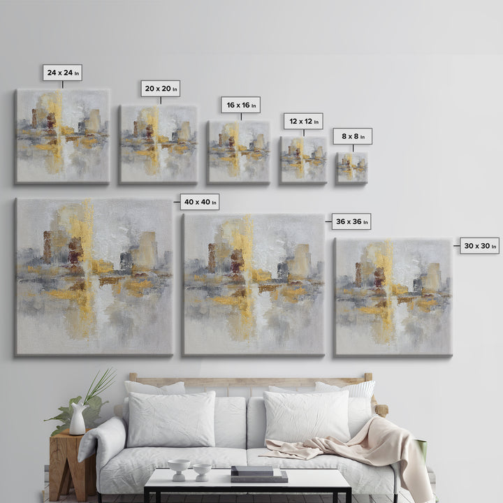 Gold Accented Abstract for Upscale Lobby Framed Canvas Print, Hotel Art, Boho Decor, Hotel Decor, Fine Art, Boutique, HOT-1x1-37