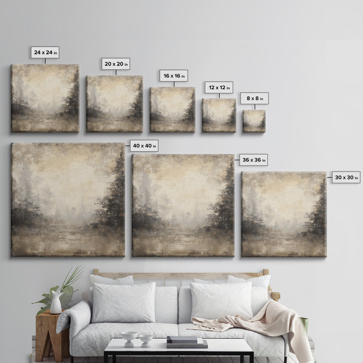 Misty Forest with Refined Calm Atmosphere Framed Canvas Print, Hotel Art, Gallery Decor, Hotel Decor, Fine Art, Boutique, HOT-1x1-38