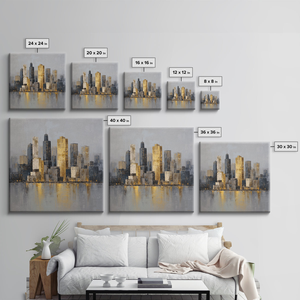 Quiet City Skyline Canvas Print, Hotel Art, Travel Poster, Hotel Decor, Abstract Art, Boutique, Minimalist Decor, HOT-1x1-50