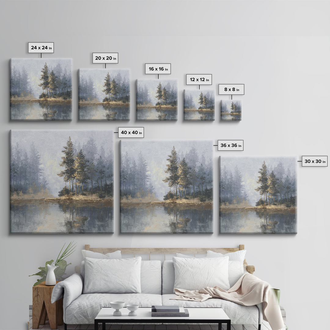 Misty Forest with Refined Calm Atmosphere Framed Canvas Print, Hotel Art, Gallery Decor, Hotel Decor, Fine Art, Boutique, HOT-1x1-62