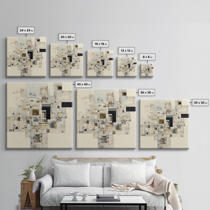 Modern Geometric Composition Framed Canvas Print, Hotel Art, Boho Decor, Hotel Decor, Fine Art, Boutique, Painting, Art Prints, HOT-1x1-79